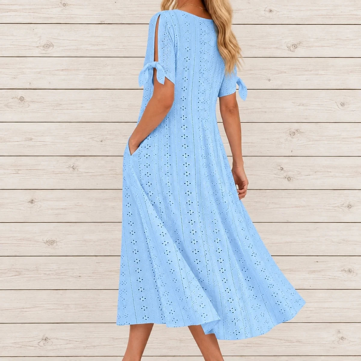 Vestido de Renda Jana - Gola em V de Manga Curta (Verão 2026)